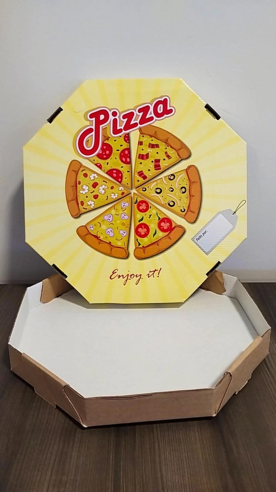 Caixa de pizza oitavada personalizada