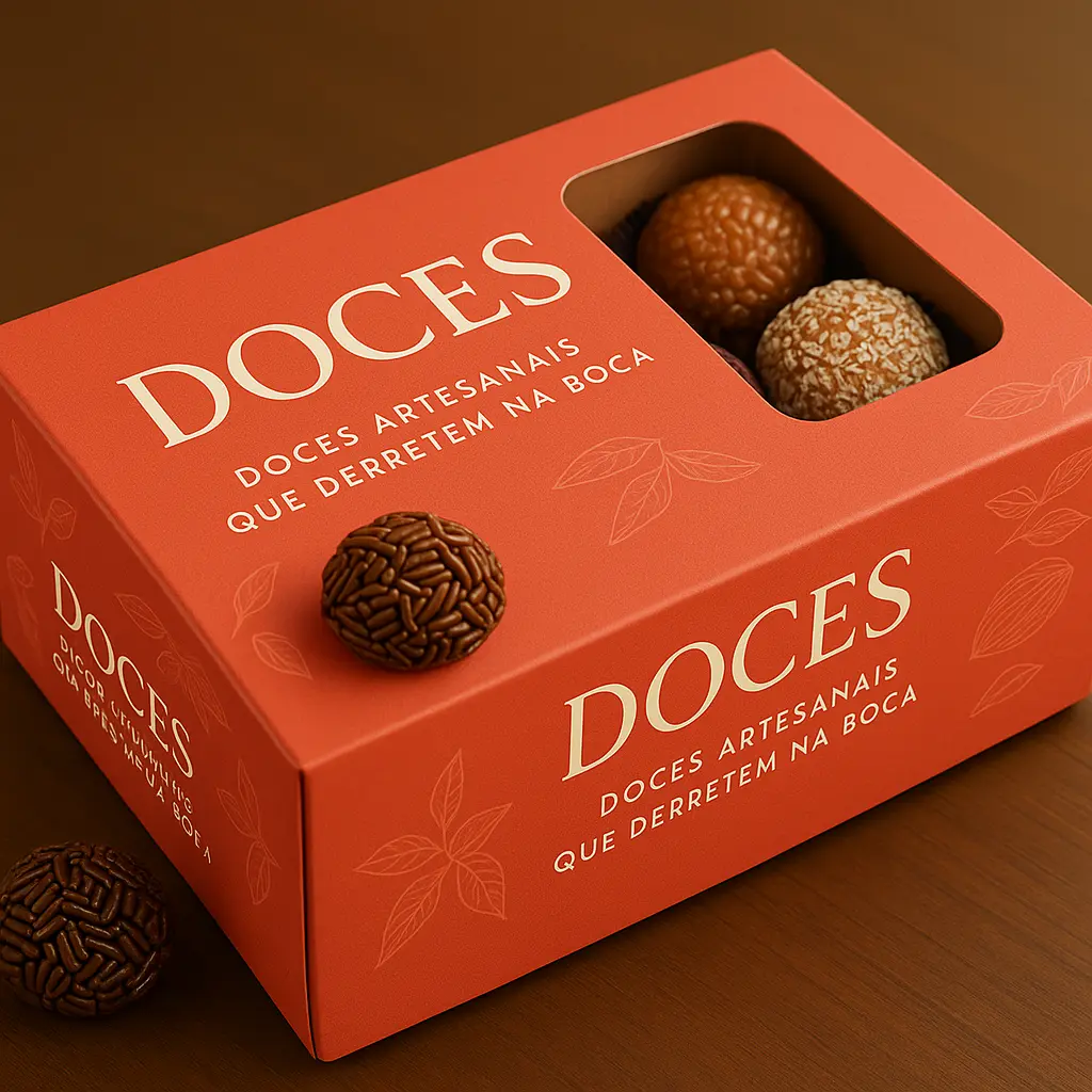 Caixa offset para doces com visor